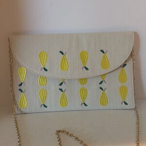 Urban Expressions Purse Clutch Handbag Fold Over Chain Link Strap Lemons New